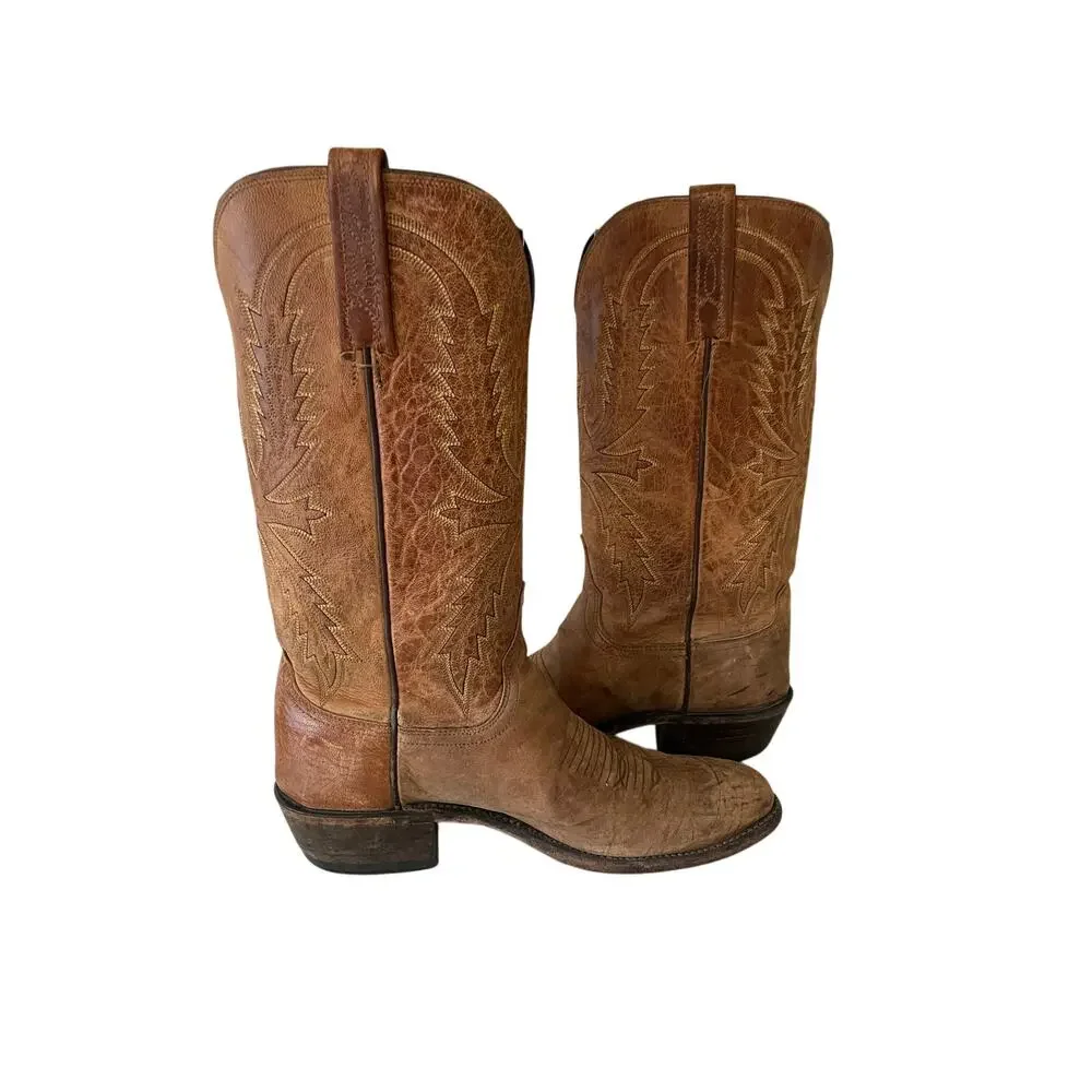 Lucchese Men's Crayton Mad Dog Goat Western Boots Size:7.5 B